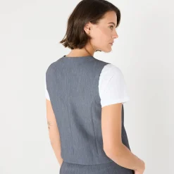 Jas En Mantel<Blancheporte Mouwloos vest, effen chiné grijs