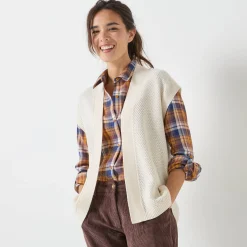 Trui En Vest<Blancheporte Mouwloos vest, fantasietricot ecru