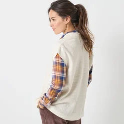 Trui En Vest<Blancheporte Mouwloos vest, fantasietricot ecru