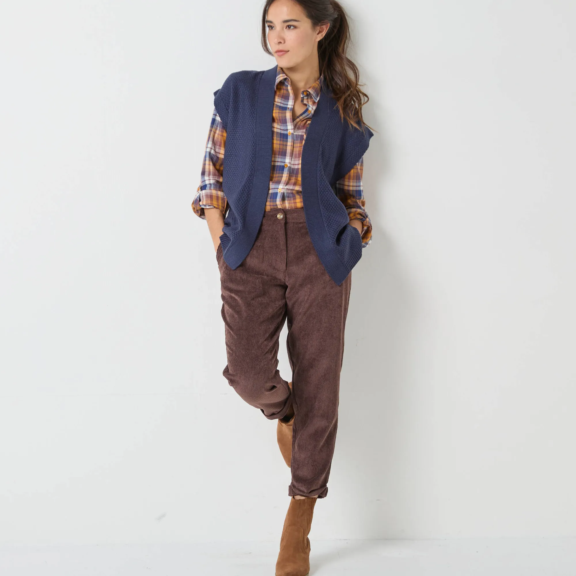 Trui En Vest<Blancheporte Mouwloos vest, fantasietricot marine