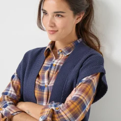 Trui En Vest<Blancheporte Mouwloos vest, fantasietricot marine
