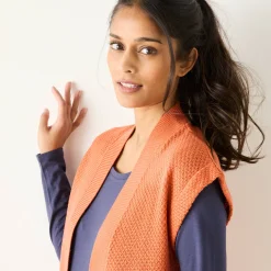 Trui En Vest<Blancheporte Mouwloos vest, fantasietricot donkeroranje