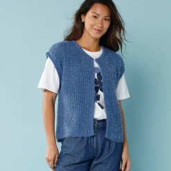 Trui En Vest<Blancheporte Mouwloos vest in harig tricot, kleine lengtes grijsblauw