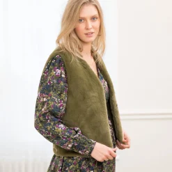 Jas En Mantel<Blancheporte Mouwloos vest in imitatiebont olijfgroen