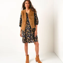 Jas En Mantel<Blancheporte Mouwloos vest in imitatiebont bronskleur