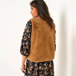 Jas En Mantel<Blancheporte Mouwloos vest in imitatiebont bronskleur