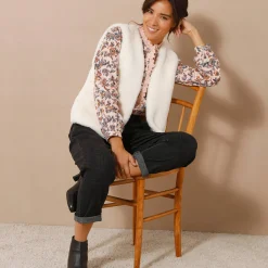Feestoutfits Dames|Jas En Mantel<Blancheporte Mouwloos vest in imitatiebont ecru