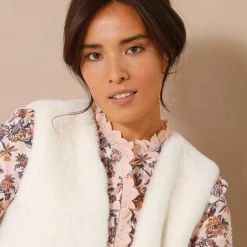 Feestoutfits Dames|Jas En Mantel<Blancheporte Mouwloos vest in imitatiebont ecru