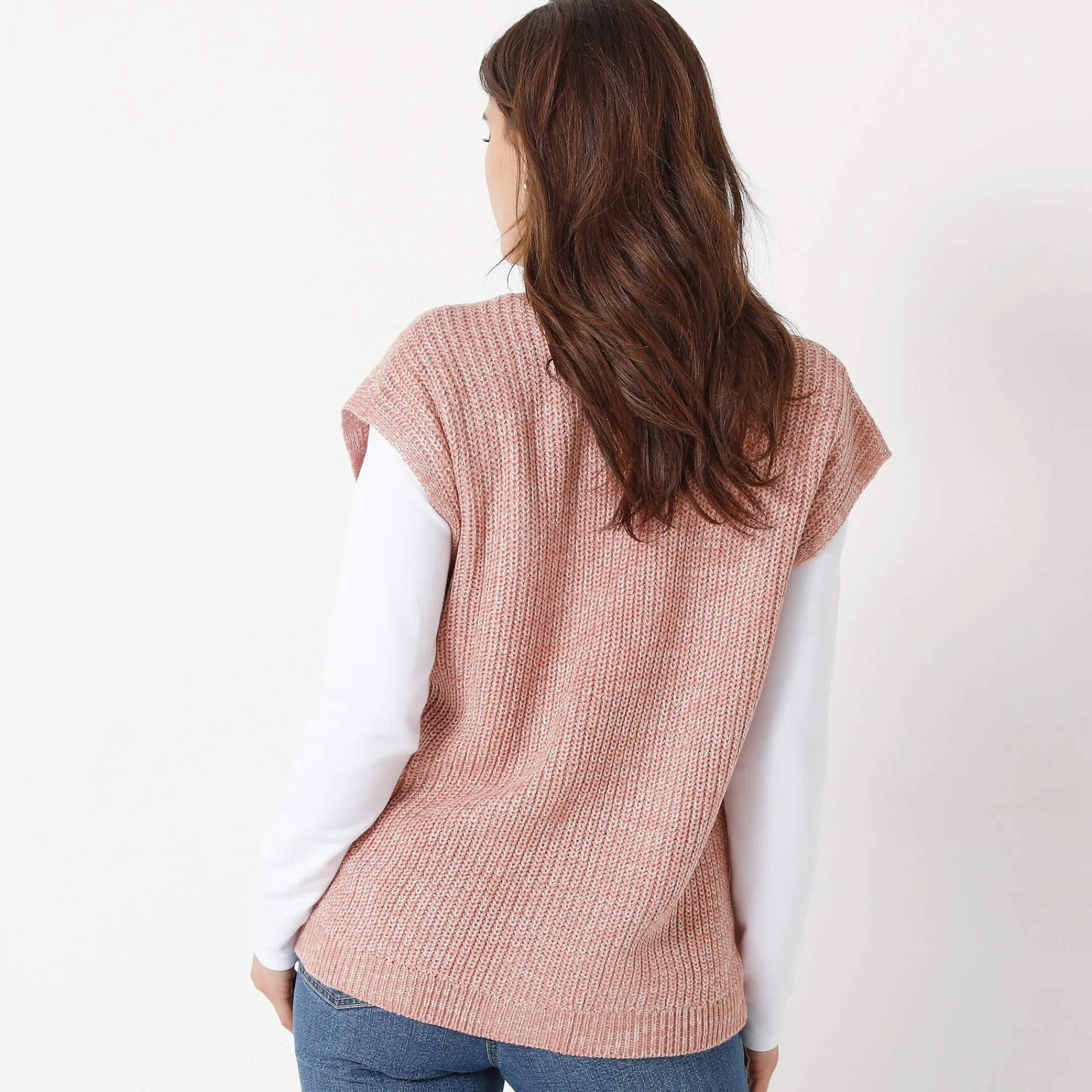 Trui En Vest<Blancheporte Mouwloos vest met knopen chiné rozenhout