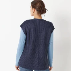 Trui En Vest<Blancheporte Mouwloos vest met knopen marine
