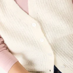 Trui En Vest<Blancheporte Mouwloos vest met knopen, patenttricot ecru