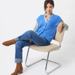 Trui En Vest<Blancheporte Mouwloos vest met knopen, patenttricot lavendelblauw