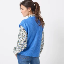 Trui En Vest<Blancheporte Mouwloos vest met knopen, patenttricot lavendelblauw