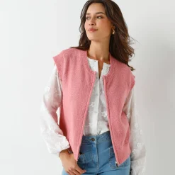 Trui En Vest<Blancheporte Mouwloos vest met rits roze