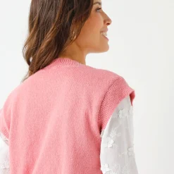 Trui En Vest<Blancheporte Mouwloos vest met rits roze