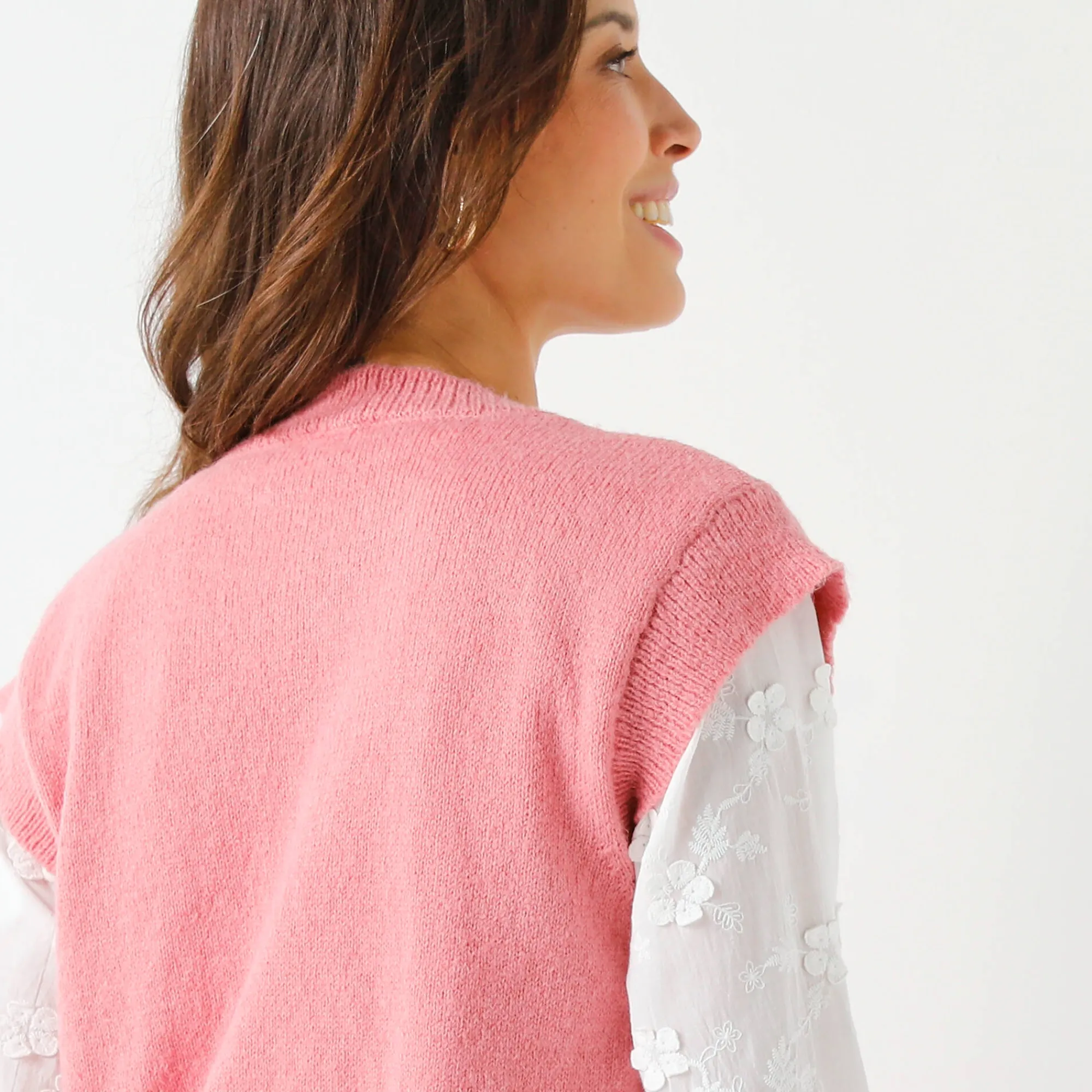 Trui En Vest<Blancheporte Mouwloos vest met rits roze