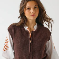 Trui En Vest<Blancheporte Mouwloos vest met rits chocolade