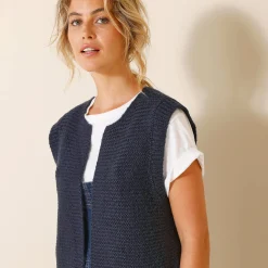 Trui En Vest<Blancheporte Mouwloos vest met ronde hals marine