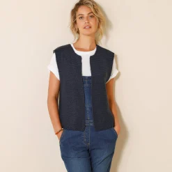 Trui En Vest<Blancheporte Mouwloos vest met ronde hals marine
