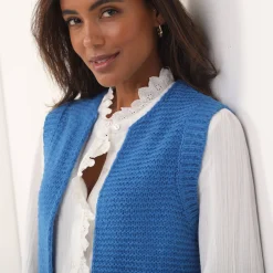 Trui En Vest<Blancheporte Mouwloos vest met ronde hals blauw