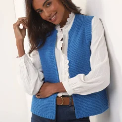 Trui En Vest<Blancheporte Mouwloos vest met ronde hals blauw