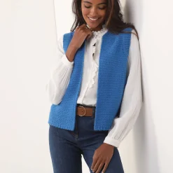 Trui En Vest<Blancheporte Mouwloos vest met ronde hals blauw