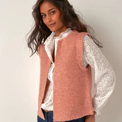 Trui En Vest<Blancheporte Mouwloos vest met ronde hals chiné roze