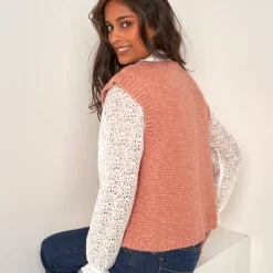 Trui En Vest<Blancheporte Mouwloos vest met ronde hals chiné roze