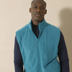 Sweater|Trui En Vest<Blancheporte Mouwloze blouson met rits, in fleece eendenblauw