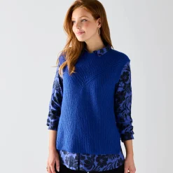 Trui En Vest<Blancheporte Mouwloze trui in origineel patenttricot felblauw