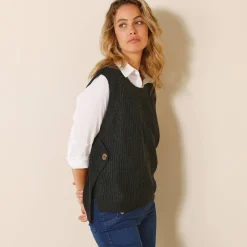 Trui En Vest<Blancheporte Mouwloze trui in tricot zwart