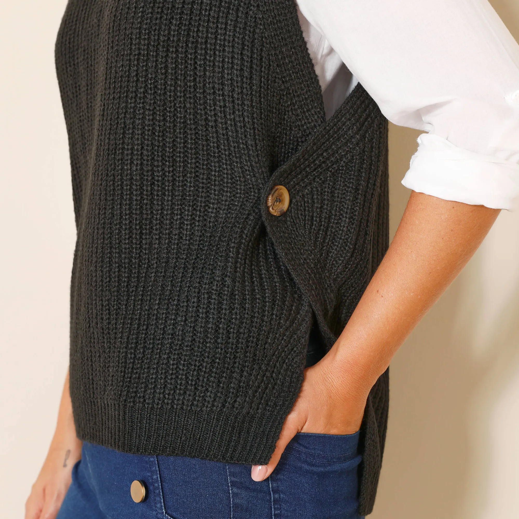 Trui En Vest<Blancheporte Mouwloze trui in tricot zwart