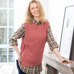 Trui En Vest<Blancheporte Mouwloze trui in tricot rozenhout