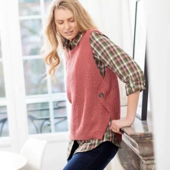 Trui En Vest<Blancheporte Mouwloze trui in tricot rozenhout