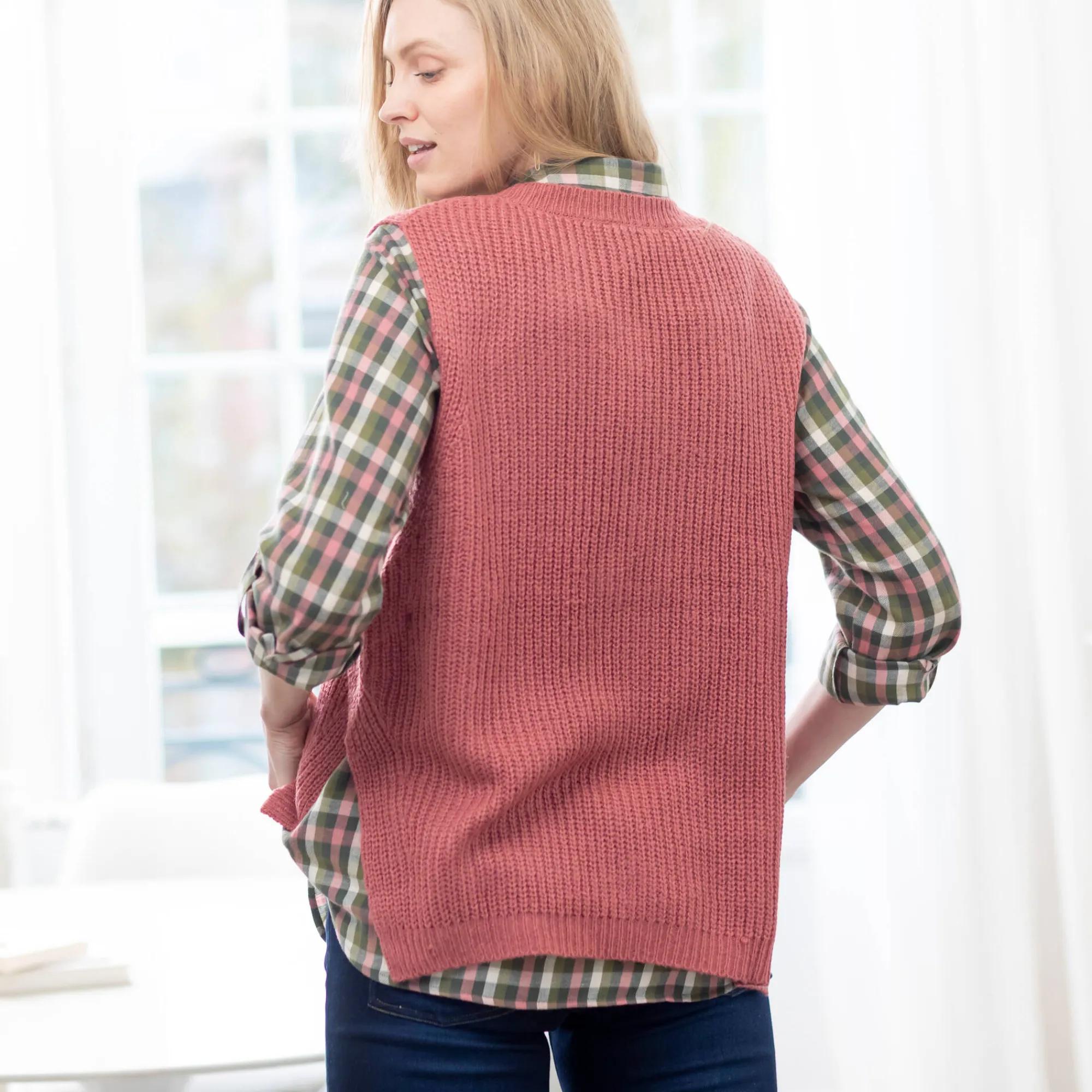 Trui En Vest<Blancheporte Mouwloze trui in tricot rozenhout