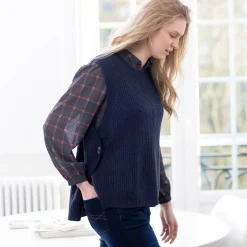 Trui En Vest<Blancheporte Mouwloze trui in tricot marine