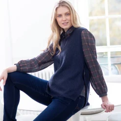 Trui En Vest<Blancheporte Mouwloze trui in tricot marine