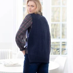 Trui En Vest<Blancheporte Mouwloze trui in tricot marine