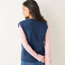 Trui En Vest<Blancheporte Mouwloze trui, knopen op de schouders marine