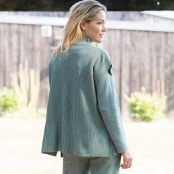 Trui En Vest<Blancheporte Mouwloze trui met opstaande kraag, pareltricot lichtkaki