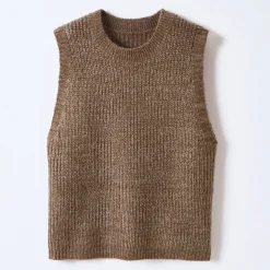 Trui En Vest<Blancheporte Mouwloze trui met ronde hals chiné taupe