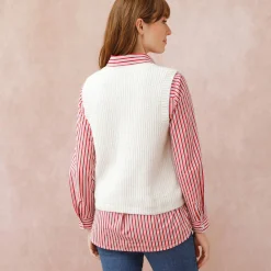 Trui En Vest<Blancheporte Mouwloze trui met ronde hals ecru