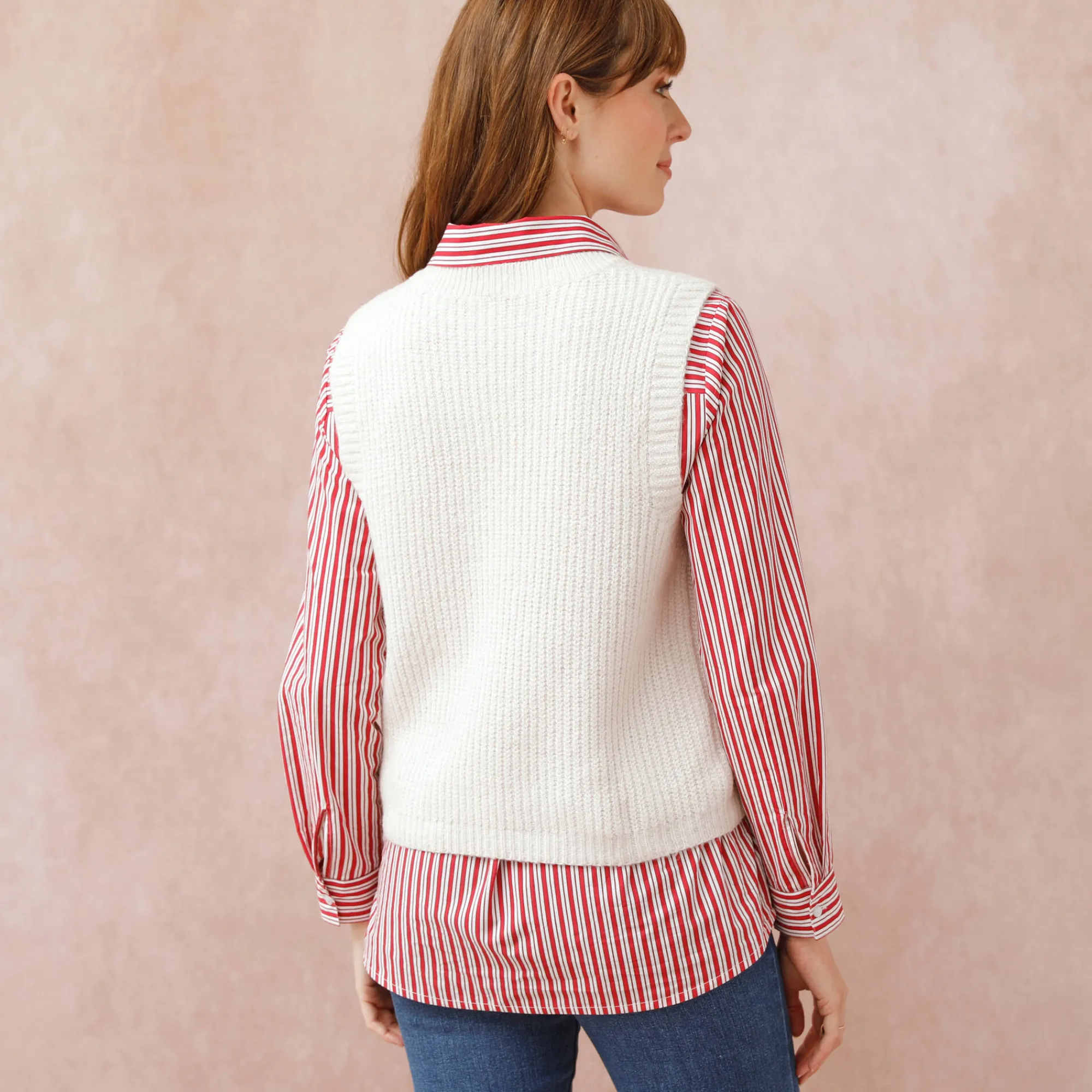 Trui En Vest<Blancheporte Mouwloze trui met ronde hals ecru