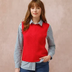 Trui En Vest<Blancheporte Mouwloze trui met ronde hals rood