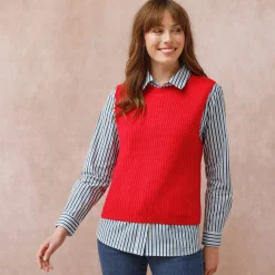 Trui En Vest<Blancheporte Mouwloze trui met ronde hals rood