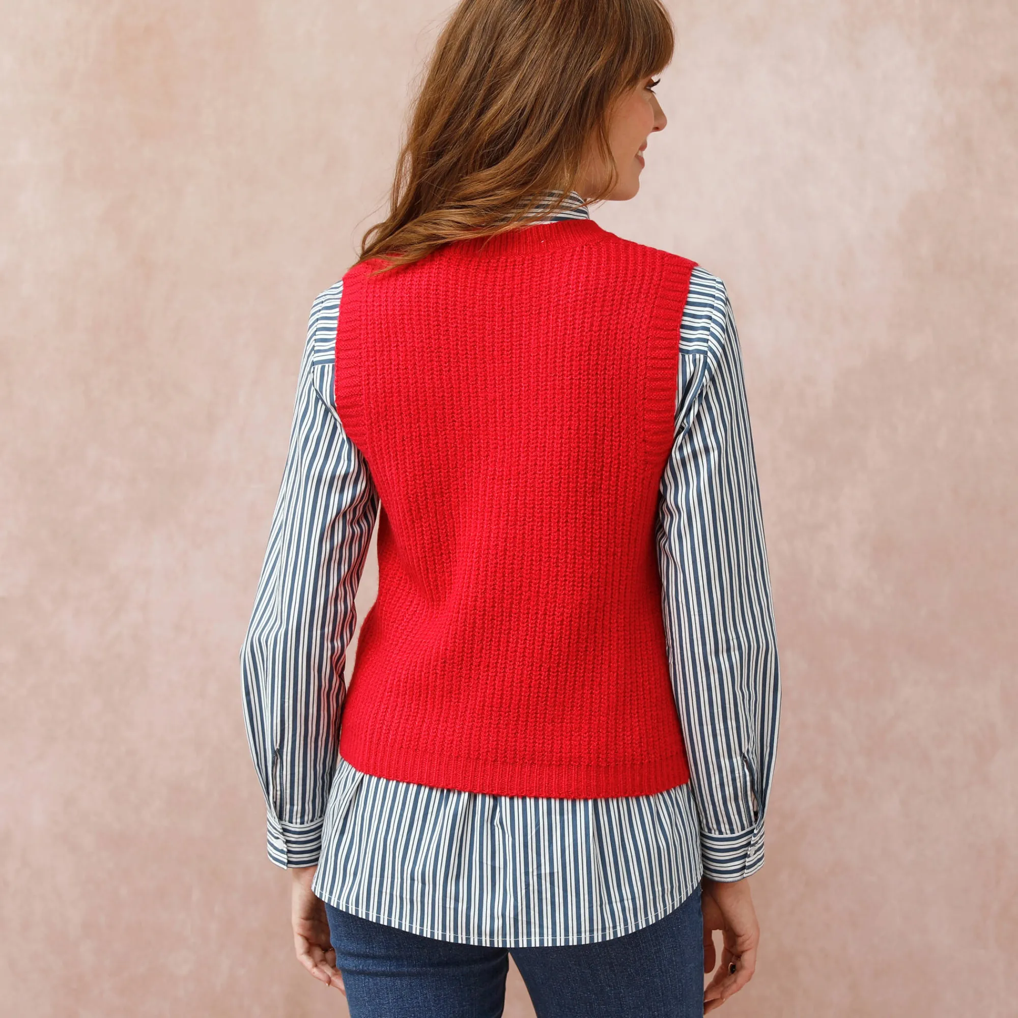 Trui En Vest<Blancheporte Mouwloze trui met ronde hals rood