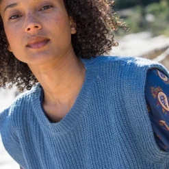 Trui En Vest<Blancheporte Mouwloze trui, pareltricot met mohairtouch blauw