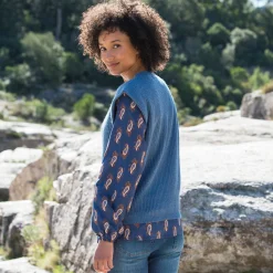 Trui En Vest<Blancheporte Mouwloze trui, pareltricot met mohairtouch blauw