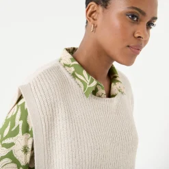 Trui En Vest<Blancheporte Mouwloze tuniektrui, patenttricot met zachte touch chiné beige