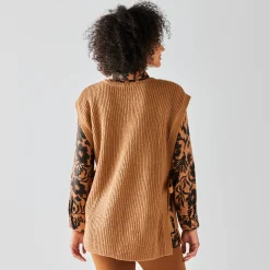 Trui En Vest<Blancheporte Mouwloze tuniektrui, patenttricot met zachte touch karamel